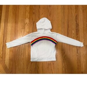 Crewcuts Rainbow Hoodie Kids‎ Size 3 White Sweatshirt Long Sleeve Cozy